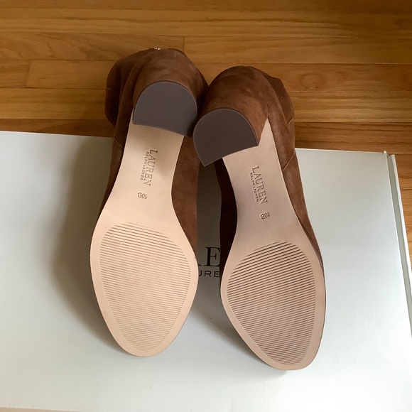 Ralph Lauren Artizan II Suede Heeled Boot Brown Kidsuede SZ 10 - Picture 12 of 16